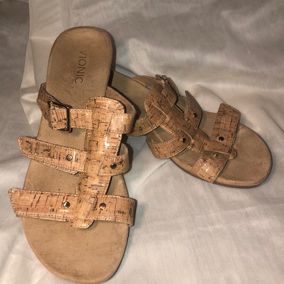 Vionic Radia Cork Adjustable Wedge Sandals - Picture 1 of 11